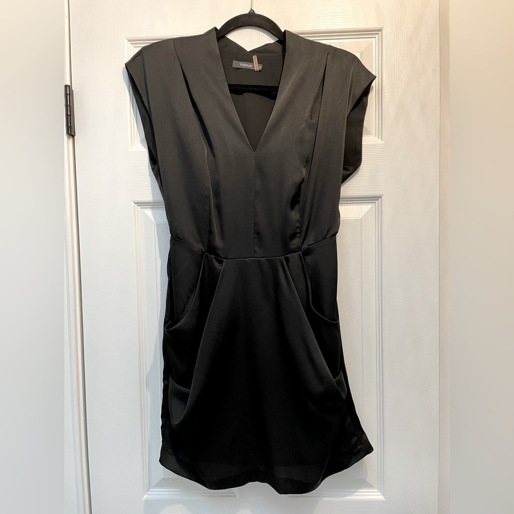 Black satin cocktail dress, size S